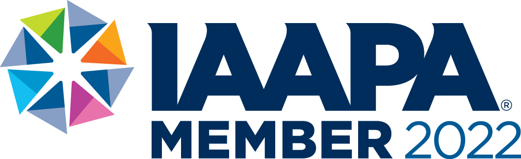 In front of the name IAAPA is a circle consisting of several brightly colored triangles. It says member 2022.